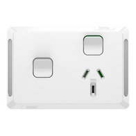 Pro Series, Single Power Point, Horizontal Mount, 1Ex20A, 10A, 250V - Extra Vivid White