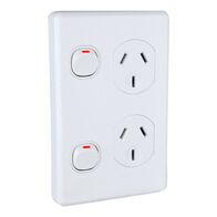 Classic C2000 Series, Switched Socket Outlet, Twin, 250V, 10A, Vertical - White Electric