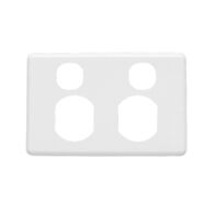 Classic C2000 Series, Socket Outlet Cover Plate, Horizontal Mount for Twin Switched Socket - White Electric