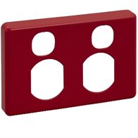 Classic C2000 Series, Socket Outlet Cover Plate, Horizontal Mount for Twin Switched Socket - Red
