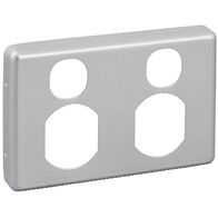 Classic C2000 Series, Socket Outlet Cover Plate, Horizontal Mount, for Twin Switched Socket - Brushed Aluminium