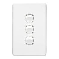 Classic C2000 Series, Flush Switch, 3 Gang, 250VAC, 10A, Vertical - White Electric