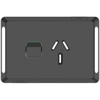 Pro Series, Single Power Point Skin, Horizontal Mount, 250V, 20A, Clip-On - Black
