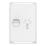 Pro Series, Single Power Point Skin, Vertical Mount, 250V, 10A, Clip-On - Extra Vivid White