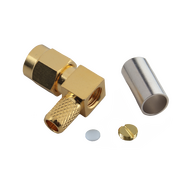 Hills Antenna SMA Connector Male Right Angle Crimp for LL195 & RG-58 Mini Cable - Gold Plated Body - BC85287