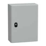 Spacial S3D, Wall mounted steel enclosure, plain door, with mounting plate, 400x300x150mm, IP66, IK10