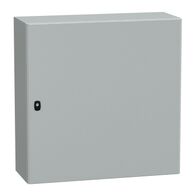 Spacial S3D, Wall mounted steel enclosure, plain door, with mounting plate, 800x800x300mm, IP66, IK10