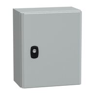 Spacial S3D, Wall mounted steel enclosure, plain door, with mounting plate, 300x250x150mm, IP66, IK10