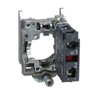 Harmony XB4, Single contact block with body fixing collar, metal, screw clamp terminal, 1NC