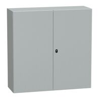 Spacial S3D, Wall mounted steel enclosure, double plain door, with mounting plate, 1200x1200x400mm, IP55, IK10