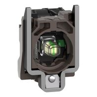 Harmony XB4, Complete body/contact assembly and light block, metal, universal LED, body/fixing collar, 1NO, 24V AC DC