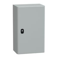 Spacial S3D, Wall mounted steel enclosure, plain door, with mounting plate, 500x300x200mm, IP66, IK10