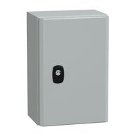 Spacial S3D, Wall mounted steel enclosure, plain door, with mounting plate, 300x200x150mm, IP66, IK10