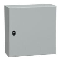 Spacial S3D, Wall mounted steel enclosure, plain door, with mounting plate, 500x500x200mm, IP66, IK10