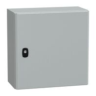 Spacial S3D, Wall mounted steel enclosure, plain door, with mounting plate, 400x400x200mm, IP66, IK10