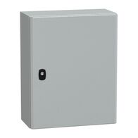Spacial S3D, Wall mounted steel enclosure, plain door, with mounting plate, 500x400x200mm, IP66, IK10