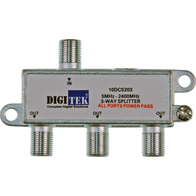 Digitek 3 Way 5-2400MHZ F Type Splitter - All Leg Power Pass - 10DCS203