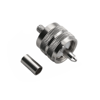 Hills Antenna UHF/PL-259 Connector Male Crimp for LL195 & RG-58 Mini Cable - Nickel Plated Body - BC85278