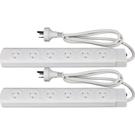Hills Antenna 6 Way Power Board with Overload Protection - White 2 Pack - 09HPB-6 WE/2P