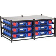Dual Frame assembled c/w 6 Small PC lid Cases- Blue - 33SFD6SA-BL