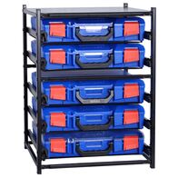 5 Small Drawer Frame Assembled c/w 5 Small PC Lid Cases- Blue - 33SFS5SA-BL