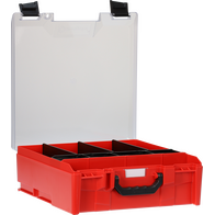 StorageTek Case Large Clear PC Lid c/w dividers-Red with Black Clasps - 33STLC-RD