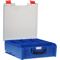 StorageTek Case Large Clear PC Lid c/w dividers-Blue - 33STLC-BL