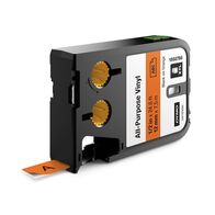 VINYL TAPE, ALL PURPOSE BLACK ON ORANGE, 12mm x 7m