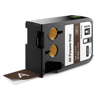 VINYL TAPE, ALL PURPOSE WHITE ON BROWN, 24mm x 7m