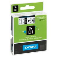 D1 STANDARD TAPE BLACK ON WHITE, 12mm x 7m