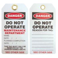 DANGER TAG, DO NOT OPERATE MAINTENANCE DEPTARMENT [5]