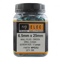 STAR PLUG 25mm x 12G GREEN 6.5mm DRILL SIZE, JAR [200]