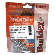 SCREW, METAL TEK 10G x 16mm HEX HEAD CL4 [100]