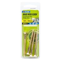 SCREW WOOD BRASS PHL CSUNK HD 12G x 60mm PACK [4] (5)