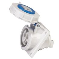 SOCKET, PANEL MOUNTED, ANGLED 3P, 230V, 16A, IP67, 6H,IEC309
