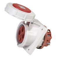 SOCKET, PANEL MOUNTED, ANGLED 4P, 400V, 63A, IP67, 6H,IEC309
