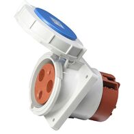 SOCKET, PANEL MOUNTED, ANGLED 3P, 230V, 125A, IP67,6H,IEC309