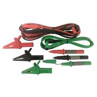 TEST LEAD SET, RED, BLK, GRN INC ALLIGATOR CLIPS & PROBES