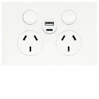 UNI. Twin Socket  + USB A+C  MW