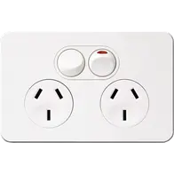 SIL. 10A twin socket Horz+ shutter MW