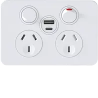 SIL. Twin Socket  + USB A+C  MW
