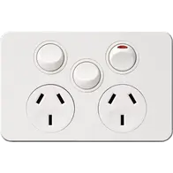 SIL. 10A twin socket Horz + mech MW