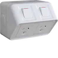 Socket IP53 twin horizontal 10A