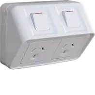 Socket IP53 Twin horizontal 10A Shallow mount