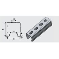 E2000S 41x41mm Slotted Ribbed Channel/Strut HDG