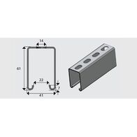 E5500S 41x61mm Slotted Channel/Strut HDG
