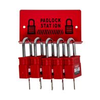 Wall Mounted Lockout Station with 5 Padlocks – Volt Safety [ LOCKOUT-STATION-PLS01-K ]