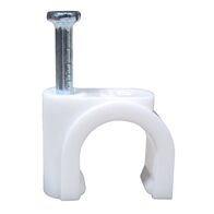 CABLE CLIP, WHITE PLASTIC, FOR 12mm OD CABLE [100]
