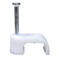 CABLE CLIP, WHITE PLASTIC, FOR 2.5mm2 T&E FLAT [100] PK