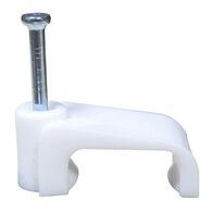 CABLE CLIP, WHITE PLASTIC, FOR 4mm2 T&E FLAT [100]